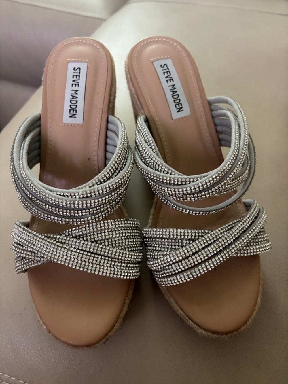 Steve Madden Women's Silver Embellished Slide Sandals